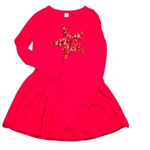 Cat & Jack Sweater Dress‎ Red Sequin Star Kids XL Holiday Festive Target Brand